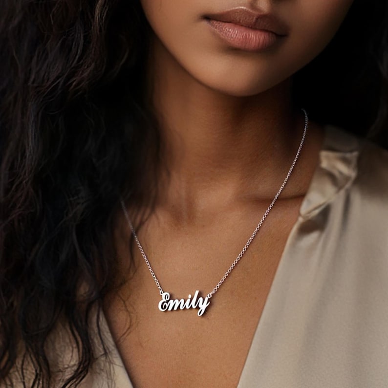 Sterling Silver Name Necklace, Dainty Name Necklace, Nameplate Necklace, Custom Gold Jewelry, Personalized Gifts for Her, Mothers Day Gift