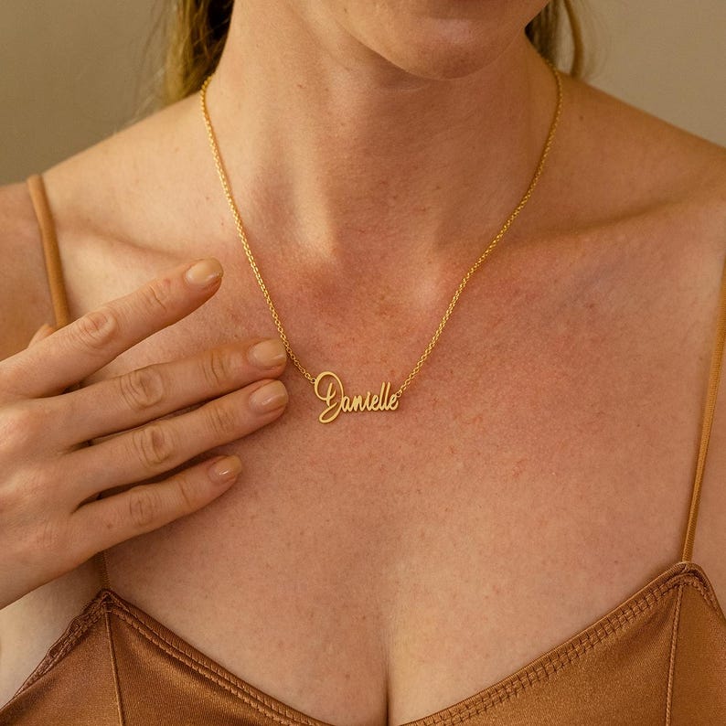 Personalized Name Necklace, Custom 18K Gold Plated Name Necklace, Minimalist Name Necklace, Christmas Gift, Mother's Day Gift, Gift for Her