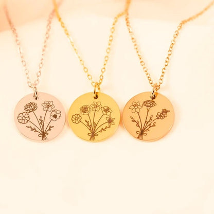 Birth Month Flower Bouquet Charm Necklace, Mothers day Jewelry Gift, Best Friend, Birthday Present, Christmas Present
