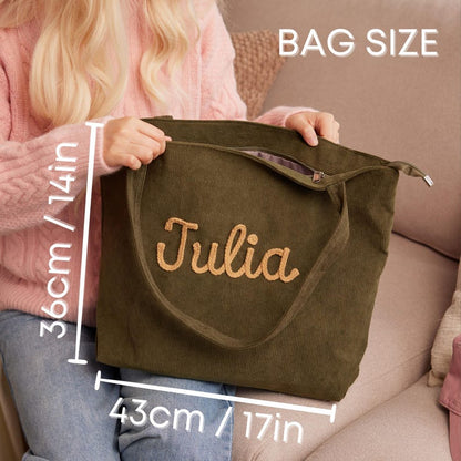 Custom Corduroy Tote Bag, Personalized Corduroy Bag, Everyday Essential Tote, Travel Crossbody Bag, Valentines Day gift, Easter Gifts