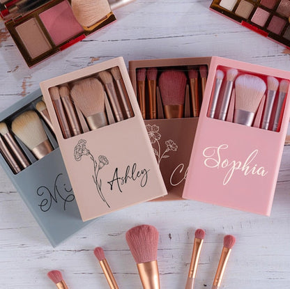 Personalized Makeup Brushes Set with Box, Personalized Gifts for Her, Cosmetic Brushes Set, Travel Makeup Brushes, Gifts for Her