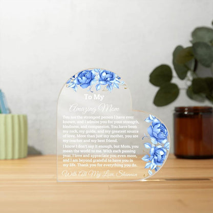 Heart Plaque For Mom From Daughter Son, Birthday Gift, Christmas Gift For Mom, Mother's Day Gift, Custom Mom Gift, To My Mom, Mom Keepsake