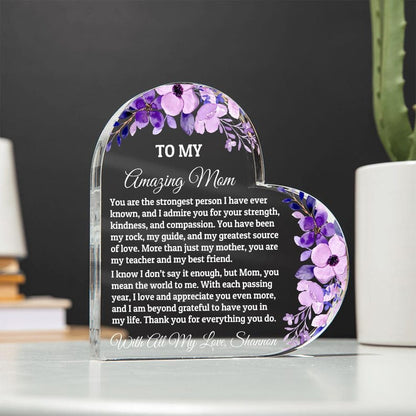 Heart Plaque For Mom From Daughter Son, Birthday Gift, Christmas Gift For Mom, Mother's Day Gift, Custom Mom Gift, To My Mom, Mom Keepsake
