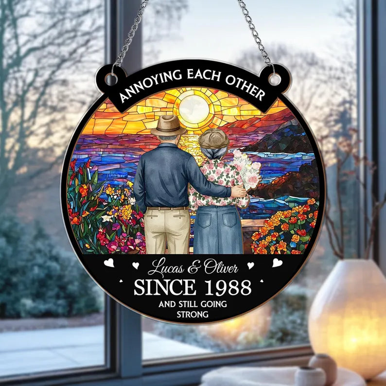 Personalized Annoying Each Other Suncatcher Custom Couple Keepsake Window Hanging Engaged Wedding Anniversary Gift For Couple