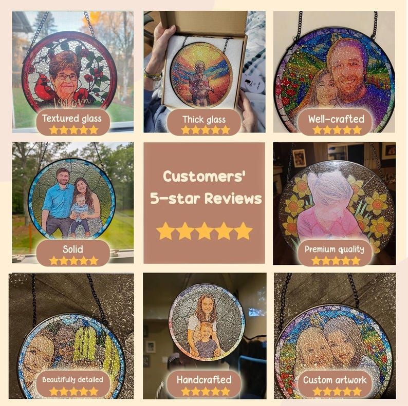 Custom Photo Stained Glass Suncatcher: Couple Portrait Window Decor, Valentine Gift, Anniversary Gift for Husband Wife