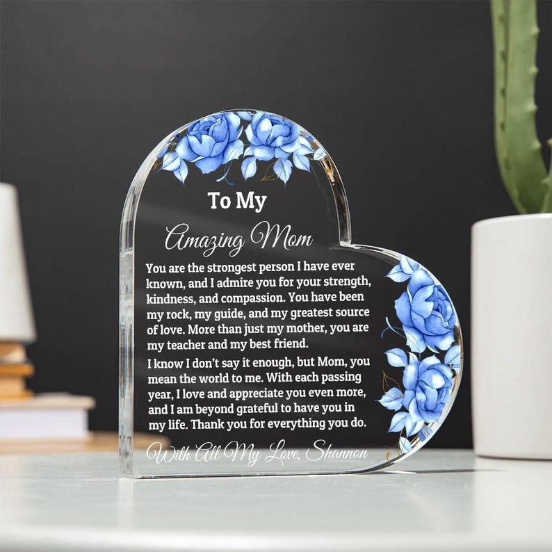 Heart Plaque For Mom From Daughter Son, Birthday Gift, Christmas Gift For Mom, Mother's Day Gift, Custom Mom Gift, To My Mom, Mom Keepsake