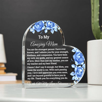 Heart Plaque For Mom From Daughter Son, Birthday Gift, Christmas Gift For Mom, Mother's Day Gift, Custom Mom Gift, To My Mom, Mom Keepsake