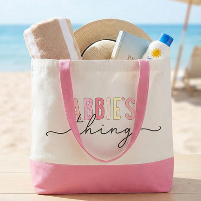 Personalized Canvas Tote Bag with Name, Toy Storage & Book Bag, Nursery Organizer, Toddler Gift, Easter Gifts