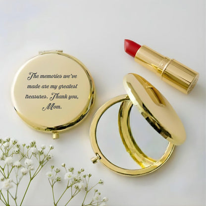 Custom Engraved Compact Travel Makeup Mirror ¨C Personalized Pocket Mirror with Name or Birth Flower Bridesmaid Proposal - Wedding Party Gift