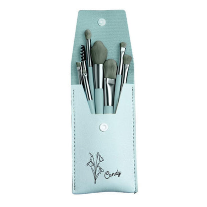 Personalized Birth Flower Makeup Brush Set, PU Leather Bag & 8 Brushes