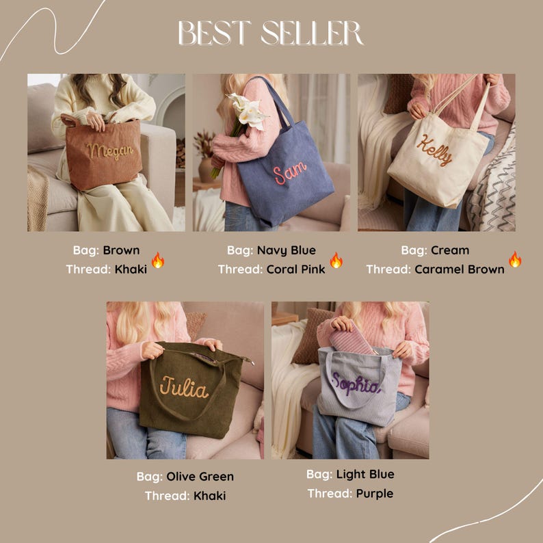 Custom Corduroy Tote Bag, Personalized Corduroy Bag, Everyday Essential Tote, Travel Crossbody Bag, Valentines Day gift, Easter Gifts