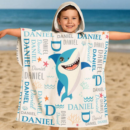Personalized Kid Hooded Towel, Custom Kid Summer Vacation Towel, Daughter & Son Beach Towel, Toddler Pool Towel, Travel Gift For Grandkid