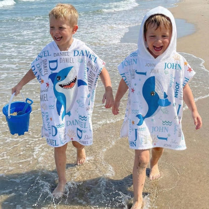 Personalized Kid Hooded Towel, Custom Kid Summer Vacation Towel, Daughter & Son Beach Towel, Toddler Pool Towel, Travel Gift For Grandkid