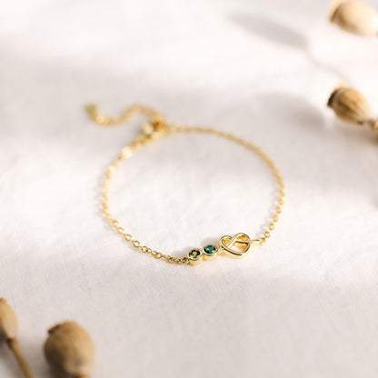 Customized birthstone bracelet, simple heart-shaped ring-shaped jewelry, birthday gift, a commemorative present for your loved one or mother
