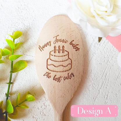 Grandma Bakes The Best Cakes Personalised Baking Wooden Spoon, Mothers Day Spoon Gift, Cake Baking, Birthday Gift, Nana, Nanny, Granny