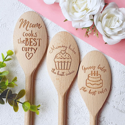Grandma Bakes The Best Cakes Personalised Baking Wooden Spoon, Mothers Day Spoon Gift, Cake Baking, Birthday Gift, Nana, Nanny, Granny