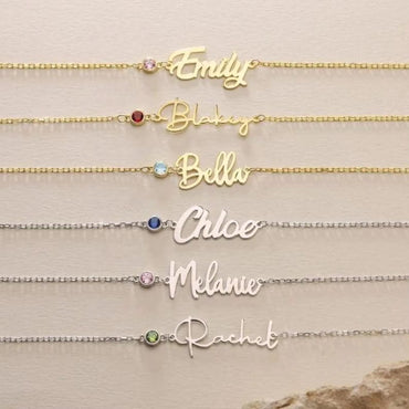 Personalized Name Bracelet with Birthstone ? Custom Gold/Silver Jewelry ? Birthday Gift for Her ? Delicate Handmade Bracelet for Women