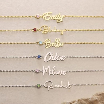 Personalized Name Bracelet with Birthstone ? Custom Gold/Silver Jewelry ? Birthday Gift for Her ? Delicate Handmade Bracelet for Women