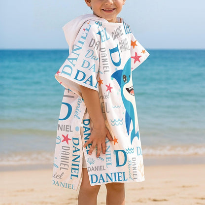 Personalized Kid Hooded Towel, Custom Kid Summer Vacation Towel, Daughter & Son Beach Towel, Toddler Pool Towel, Travel Gift For Grandkid
