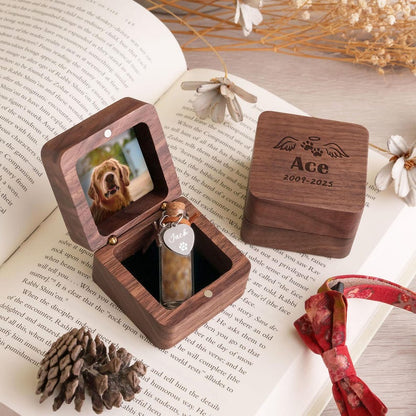 Customized Wooden Pet Fur Keepsake, Mothers Day Gift for Pet Lovers, Personalized Pet Memorial Jar, Pet Loss Gift, Pet Fur Keepsake [T]