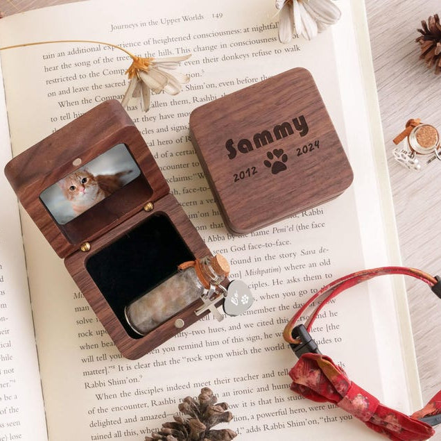 Customized Wooden Pet Fur Keepsake, Mothers Day Gift for Pet Lovers, Personalized Pet Memorial Jar, Pet Loss Gift, Pet Fur Keepsake [T]