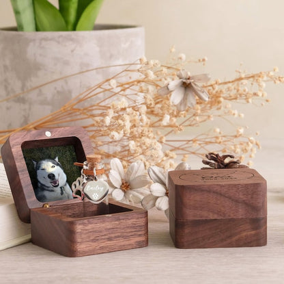 Customized Wooden Pet Fur Keepsake, Mothers Day Gift for Pet Lovers, Personalized Pet Memorial Jar, Pet Loss Gift, Pet Fur Keepsake [T]
