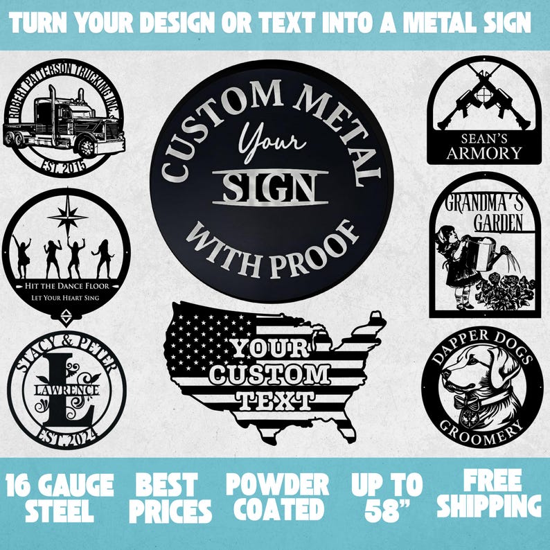 Custom Metal Sign with Logo, Personalized Outdoor Sign, Custom Bar Sign, Circle Any Shape Sign, Waterproof Store Sign, Large Commercial Sign