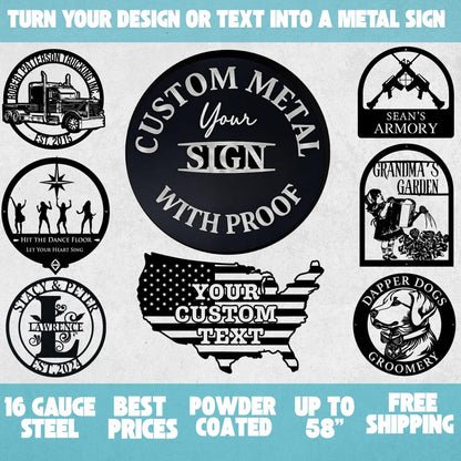 Custom Metal Sign with Logo, Personalized Outdoor Sign, Custom Bar Sign, Circle Any Shape Sign, Waterproof Store Sign, Large Commercial Sign