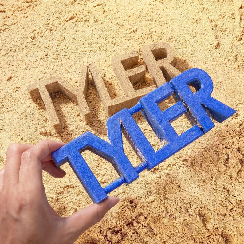 Original Sand Molds 2-6" Size - Personalized Custom 3D Printed Name, Letters, Forms. Play Kids & Family Fun. Beach Toy Essentials