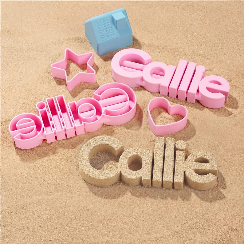 Original Sand Molds 2-6" Size - Personalized Custom 3D Printed Name, Letters, Forms. Play Kids & Family Fun. Beach Toy Essentials