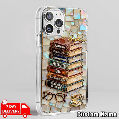 Personalized Book Title 3D Effect Book Lovers Phone Case, Bookish Phone Cover Gift for Girls, Custom Name Phone Case Bookish for Iphone