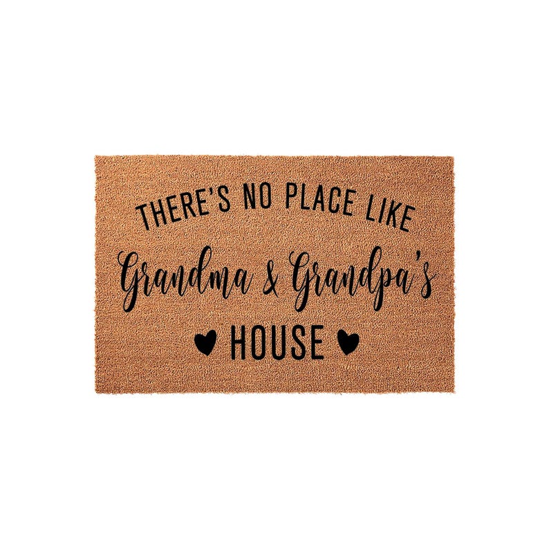 Custom Personalized Doormat: There's No Place Like Grandma And Grandpa's House, Welcome Mat, Door Mat, Mother's Day Gift
