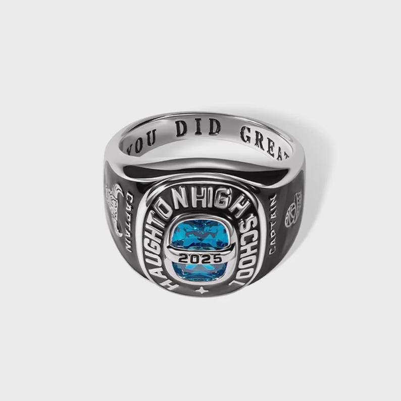 Personalized Graduation Ring, Custom Class of 2026 Ring with Birthstone, Engraved Signet Ring for Men Women, College High School Gift