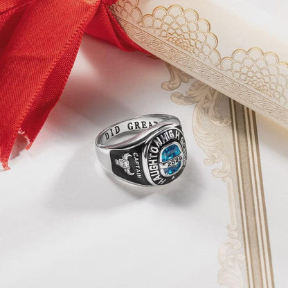 Personalized Graduation Ring, Custom Class of 2026 Ring with Birthstone, Engraved Signet Ring for Men Women, College High School Gift