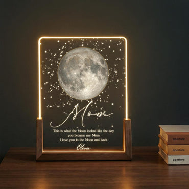 Custom Moon Phase Night Light, Moon Phase by Date, Gift for Mom from Daughter, Mother's Day Keepsake, The Day You Became My Mom LL152