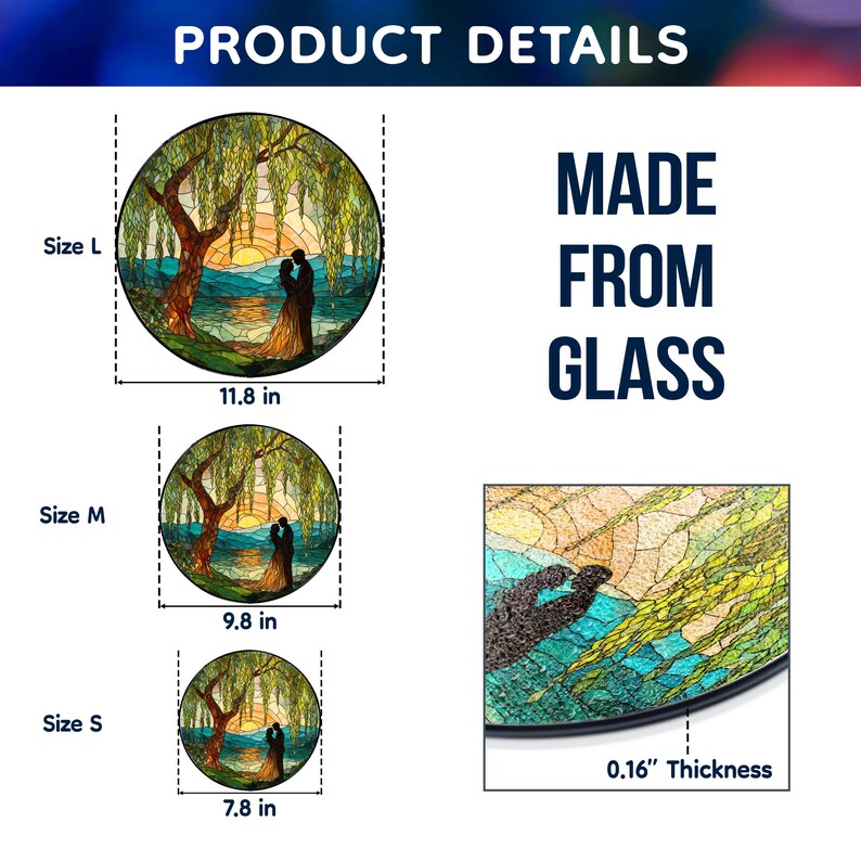 Stained Glass Couple Suncatcher Romantic Sunset Lake Window Hanging Wedding Gift Decor