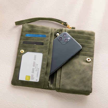 Personalized Watercolor Birth Flower Tri-Fold PU Leather Wristlet Wallet with Card Holder & Custom Name, Birthday Anniversary Gift for Women