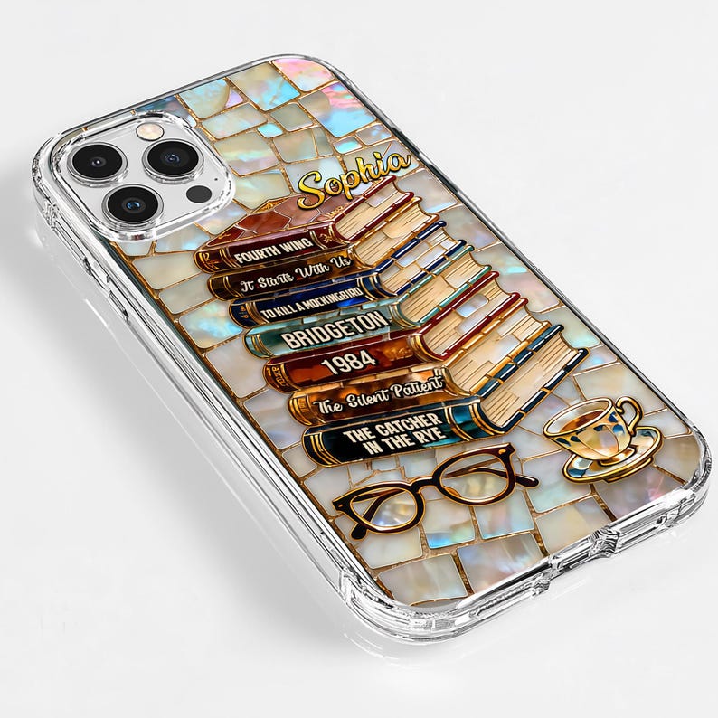 Personalized Book Title 3D Effect Book Lovers Phone Case, Bookish Phone Cover Gift for Girls, Custom Name Phone Case Bookish for Iphone