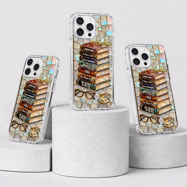 Personalized Book Title 3D Effect Book Lovers Phone Case, Bookish Phone Cover Gift for Girls, Custom Name Phone Case Bookish for Iphone