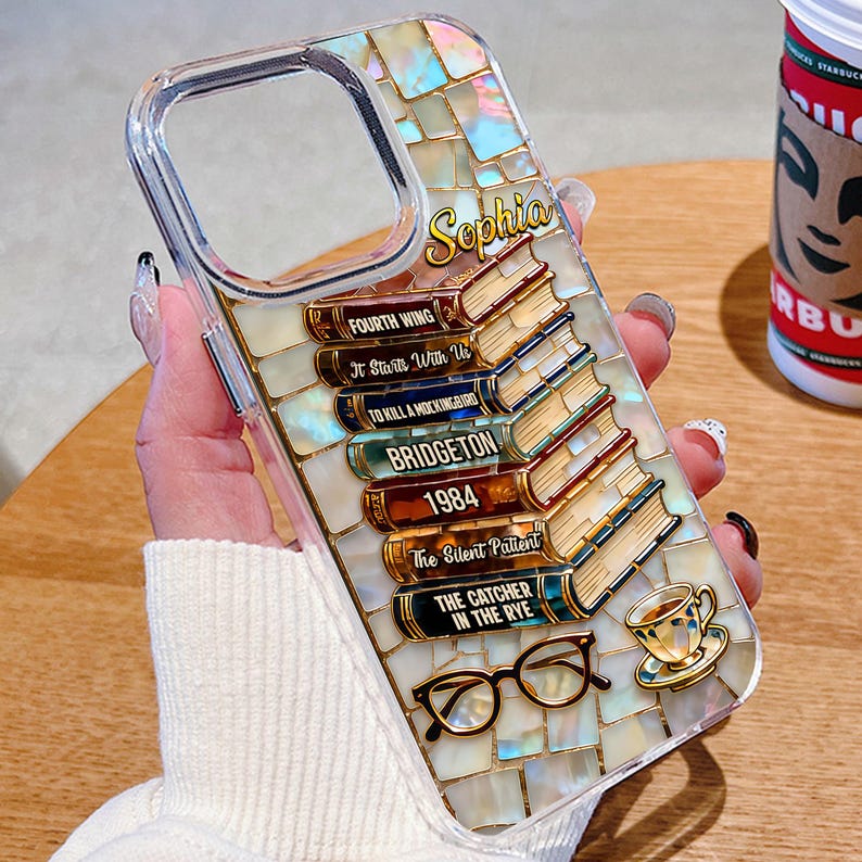 Personalized Book Title 3D Effect Book Lovers Phone Case, Bookish Phone Cover Gift for Girls, Custom Name Phone Case Bookish for Iphone