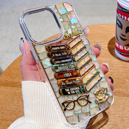 Personalized Book Title 3D Effect Book Lovers Phone Case, Bookish Phone Cover Gift for Girls, Custom Name Phone Case Bookish for Iphone