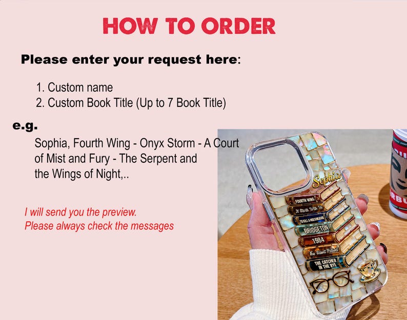 Personalized Book Title 3D Effect Book Lovers Phone Case, Bookish Phone Cover Gift for Girls, Custom Name Phone Case Bookish for Iphone