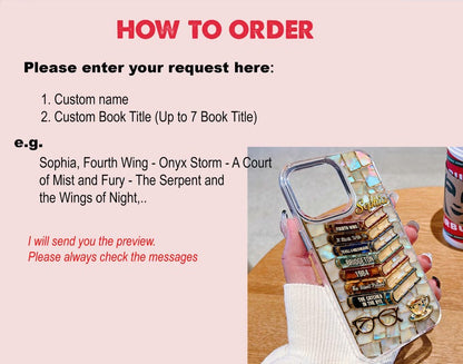 Personalized Book Title 3D Effect Book Lovers Phone Case, Bookish Phone Cover Gift for Girls, Custom Name Phone Case Bookish for Iphone