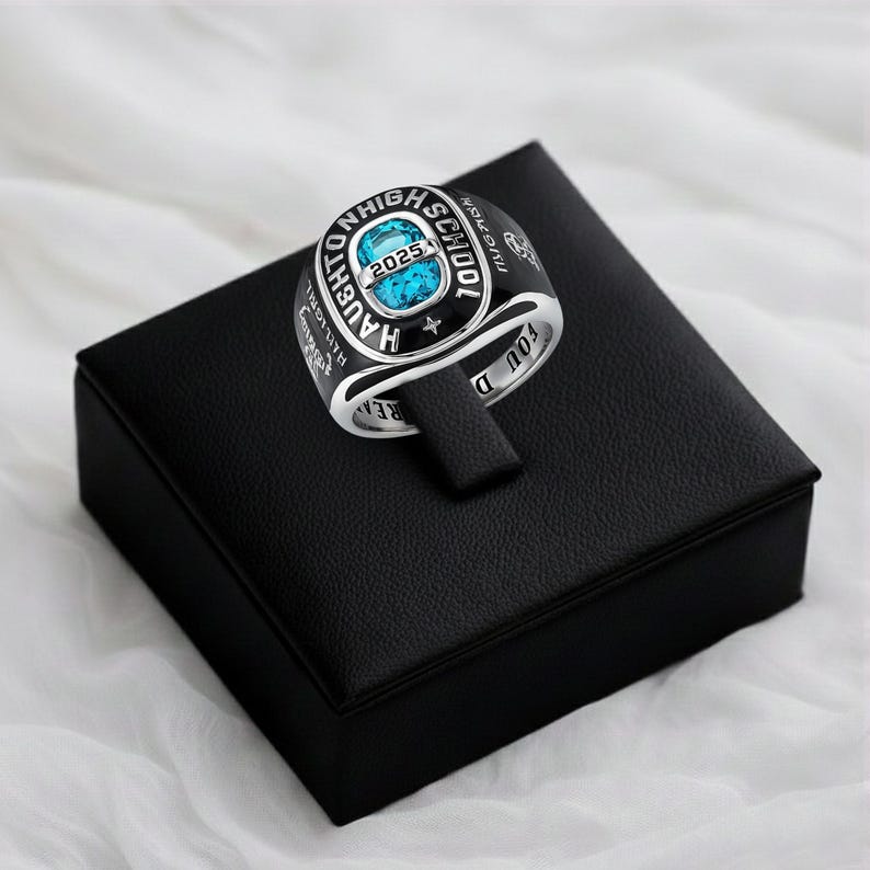 Personalized Graduation Ring, Custom Class of 2026 Ring with Birthstone, Engraved Signet Ring for Men Women, College High School Gift