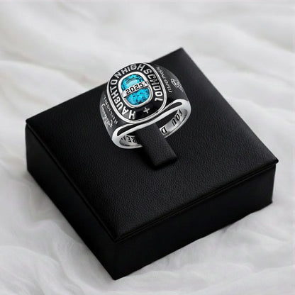 Personalized Graduation Ring, Custom Class of 2026 Ring with Birthstone, Engraved Signet Ring for Men Women, College High School Gift