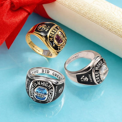 Personalized Graduation Ring, Custom Class of 2026 Ring with Birthstone, Engraved Signet Ring for Men Women, College High School Gift