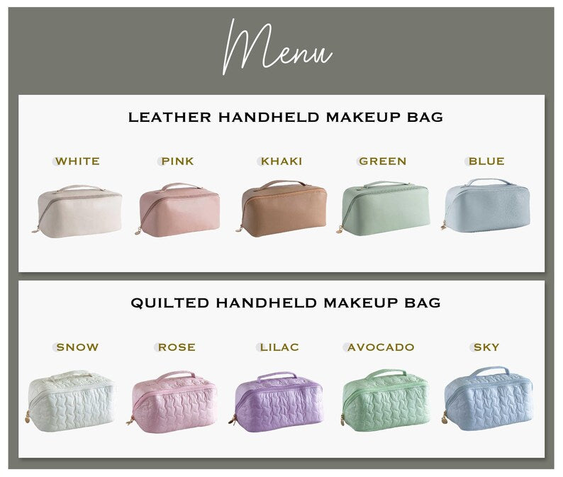 Monogram Embroidered Toiletry Bag, Mothers Day Gift, Large Vegan Leather Makeup Organizer, Personalized Bridesmaid Proposal Gift [T]