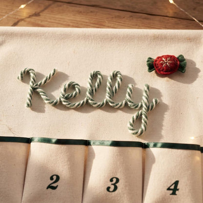 Reusable Christmas Advent Calendar, Personalized Name Canvas Wall Hanging with 24 Large Pockets