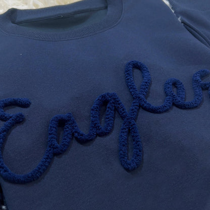 Custom Chenille Lettering Team Name Sweatshirt, Embossed Mascot Sweatshirt, Custom School Sweatshirt, Gift Idea, 3D Chenille Embroidery