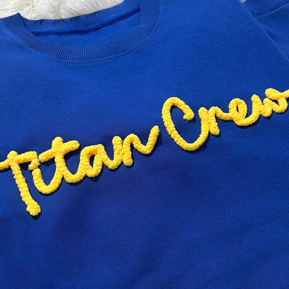 Custom Chenille Lettering Team Name Sweatshirt, Embossed Mascot Sweatshirt, Custom School Sweatshirt, Gift Idea, 3D Chenille Embroidery